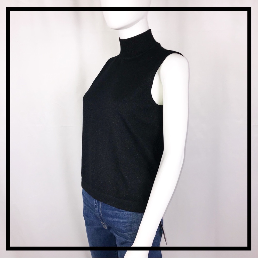 JONES NY Sleeveless, Black w Gold Shimmer TrtlNck